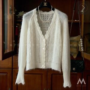 off white alpaca boxy cardigan